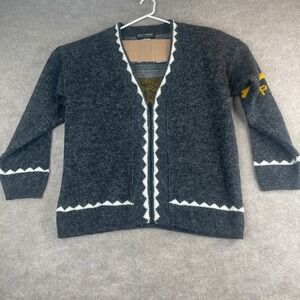 Kitty Hawk Cardigan Sweater Women's Medium Gray‎ Yellow Letterman Style